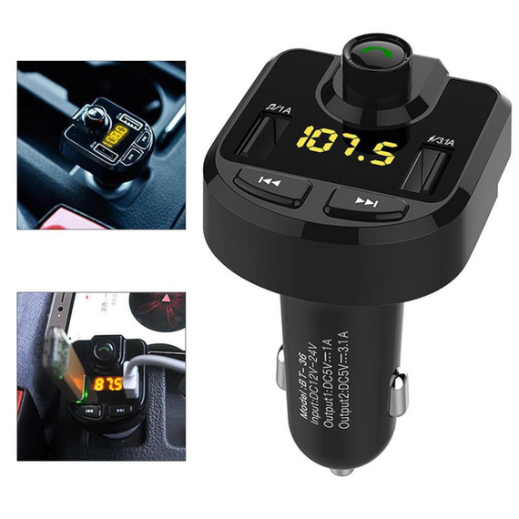 Автомобильный FM ФМ модулятор Terra ВТ36, Bluetooth, трансмиттер, вольтметр, USB зарядка 4.1 А | Зображення 3