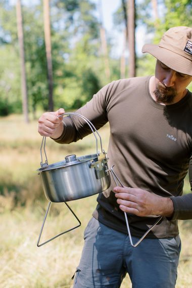 Казанок туристичний Tribe Fire Pot 5,4л сталевий великий, Похідний казан трайб з підставкою, Казанок для походу компанією | Зображення 7