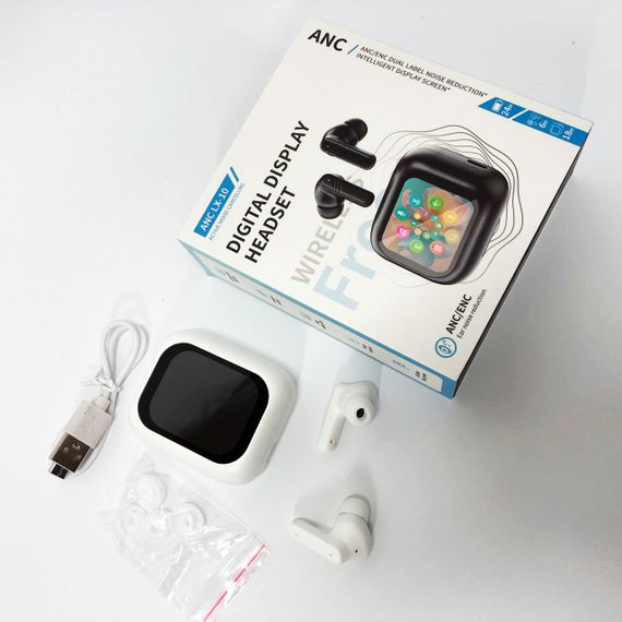 Наушники беспроводные LX-10 TWS Earbuds с LED дисплеем, Блютуз гарнитуры, Вакуумные наушники. Цвет: белый | Зображення 9