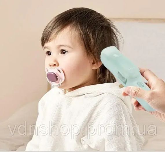 Машинка для стрижки дітей безшумна з витяжкою VGR V-155, 4 безпечні насадки, IPX8, зелена | Зображення 2