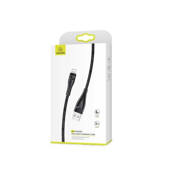 Кабель Usams US-SJ394 U41 Lightning Braided Data and Charging Cable 2m Black | Зображення 2