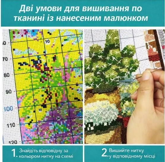 Набор для вышивки крестом ZUOANLF "Детская Дружба" 14CT, 40x40 см, канва Аида с нанесенным рисунком | Зображення 9