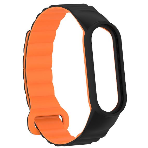 Ремінець Dual-color Magnetic для Xiaomi Mi Band 7/6/5/4/3 Black / Orange | Зображення 2