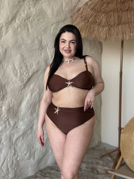 Роздільний коричневий купальник PLUS SIZE з морською зіркою | Зображення 4