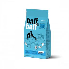 Корм сухий HalfHalf для цуценят усіх порід  із яловичиною 2 кг