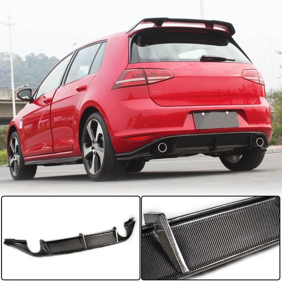 Дифузор заднього бампера V3 (для Base/GTI HB 2012-2017, Карбон) для Volkswagen Golf 7/E-Golf рр