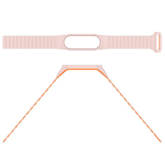 Ремінець Dual-color Magnetic для Xiaomi Mi Band 7/6/5/4/3 White / Orange | Зображення 3