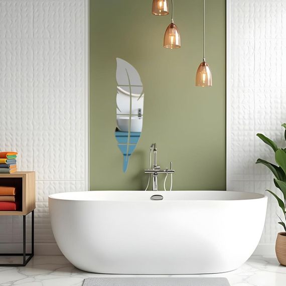 Дзеркальний декор акриловий самоклеючий Перо срібло, 6шт (D) SW-00002505 | Зображення 5