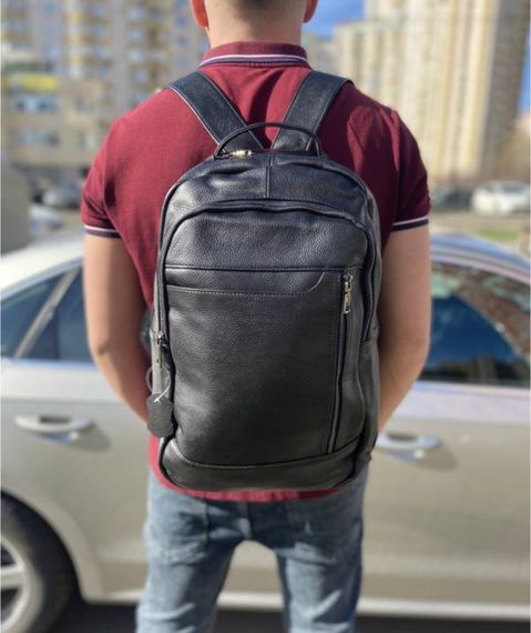 Міський чоловічий рюкзак шкіряний чорний Tiding Bag B2-03555A | Зображення 8