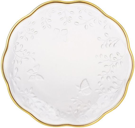 Набір 6 скляних тарілок "Butterfly" Ø19.5см із золотою облямівкою
