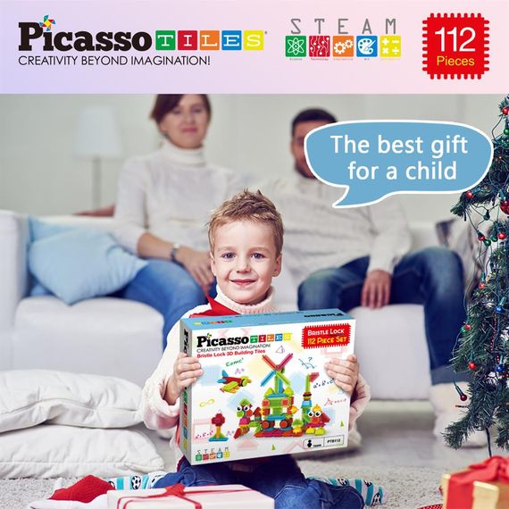 Конструктор HEDGEHOG BUILDING BLOCKS SET PTB112/22631 PICASSO TILES, 112 деталей, в коробці | Зображення 1