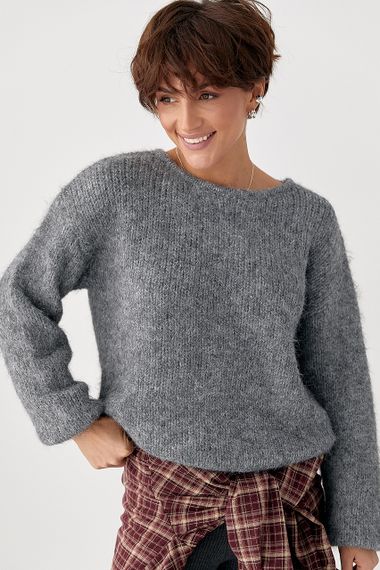 Мохерова кофта вільного фасону - сірий цвет, ONE SIZE (є розміри) | Зображення 4