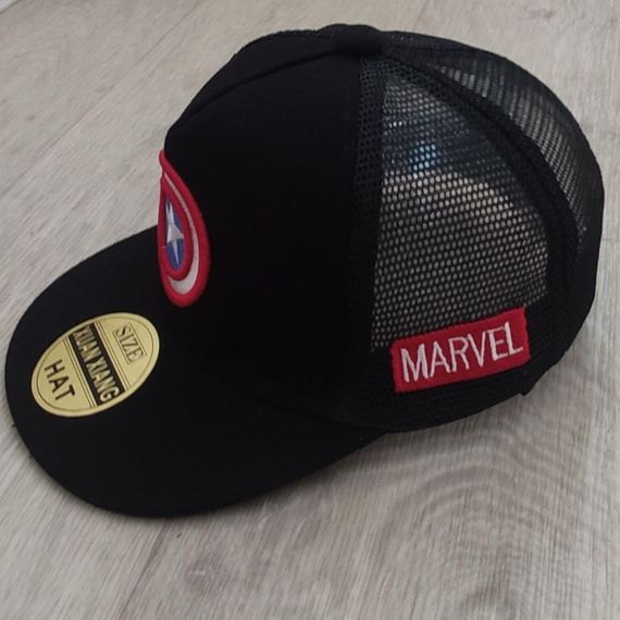 Кепка дитяча снепбек (Snapback) Капітан Америка з сіточкой Чорний 50-54р (2222) | Зображення 1