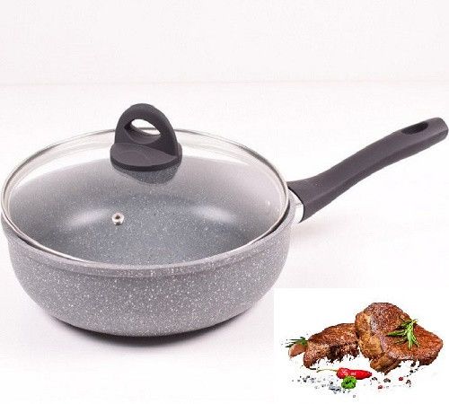 Сковорода алюминиевая Benson BN-493 с крышкой 28см мраморное покрытие