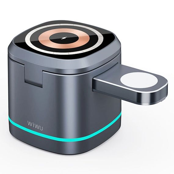 БЗП WIWU Wi-W024 3 in 1 wireless charger Grey | Зображення 1