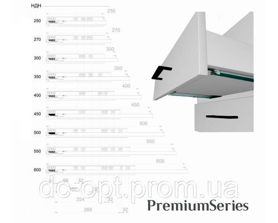 Тандем частичного выдвижения с доводчиком L-400мм 18мм ДС ПреміумЛайн | Зображення 6