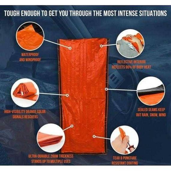 Аварійний спальний мішок для екстрених ситуацій Помаранчевий