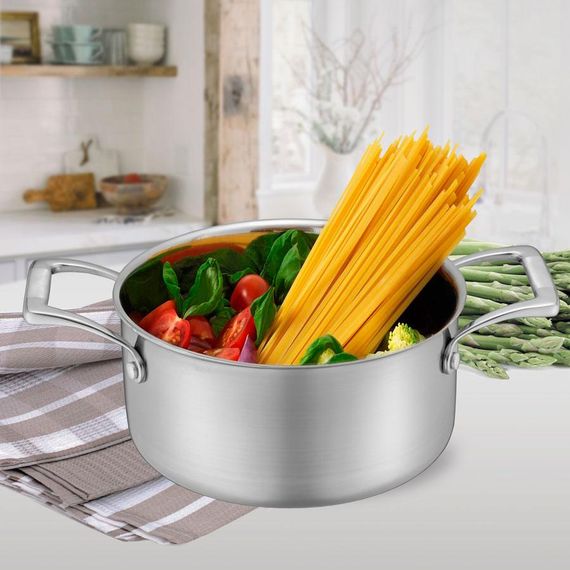 Каструля Maestro MR-3504-20, 3.1 л, 20 см, з нержавіючої сталі з кришкою, для всіх типів плит | Зображення 1