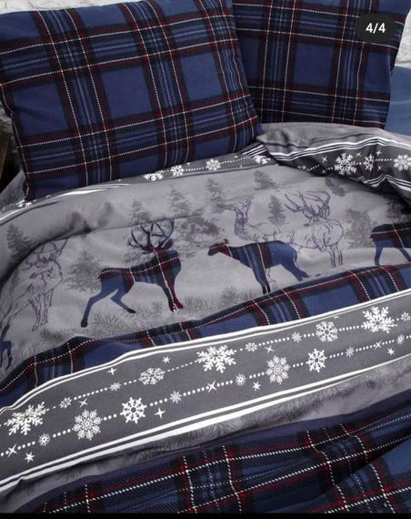 Комплект постільної білизни First Choice Flanel 200×220 см Happinies Navy Blue | Зображення 1