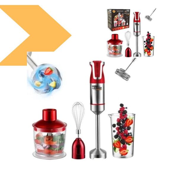 Занурювальний блендер 5 в 1 металева ніжка Zepline ZP-074 1500 Вт Червоний (47632-ZP-074_1036) | Зображення 1