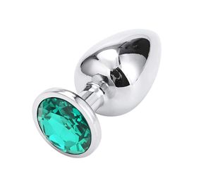 Анальна пробка із медичної сталі з зеленим кристалом (Розмір M)