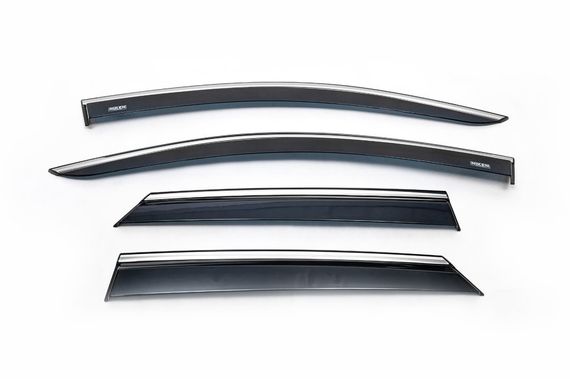 Ветровики с хромом (4 шт, Niken) для Peugeot 3008 2016-2024 гг | Зображення 1