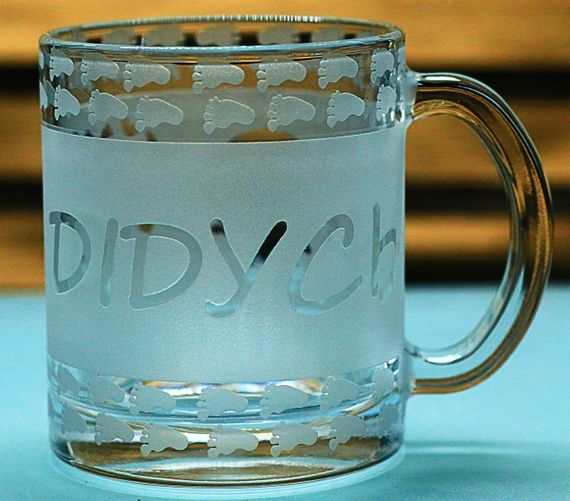 Подарункова скляна чашка для чаю кави 320 мл з піскоструминним гравіюванням написи Дідусь | Зображення 3