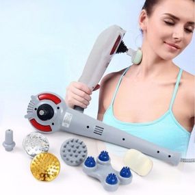 Ручний вібраційний масажер універсальний для тіла Maxtop Magic Massager 8 в 1 Вібромасажер з інфрачервоним випромінюванням і