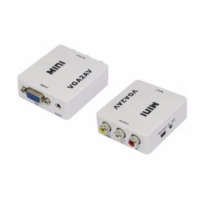 Конвертер Mini, VGA to AV, ВИХІД 3RCA(мама) на ВХІД VGA(мама), 720P/1080P, White, BOX