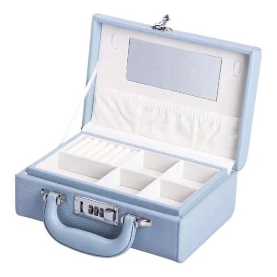 Скринька для прикрас з еко шкіри 2 яруси з кодовим замком органайзер для ювелірних виробів HP-5-24BL | Зображення 1