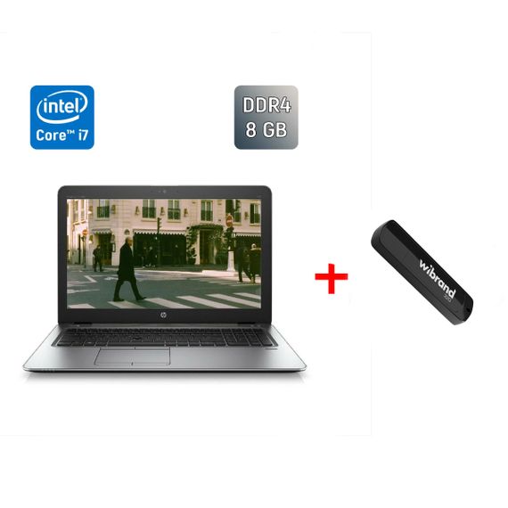Ноутбук HP EliteBook 850 G3 / 15.6" (1366x768) TN / Intel Core i7-6600U (2 (4) ядра по 2.6 - 3.4 GHz) / 8 GB DDR4 / 256 GB SSD / Intel HD Graphics 520 / WebCam / Fingerprint / Windows 10 б/у + Подарок Флэш-накопитель USB 32 GB