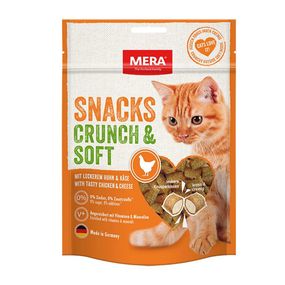 Ласощі для котів снеки з куркою та сиром MERA SNACKS Crunch & Soft Huhn&Käse 200 г