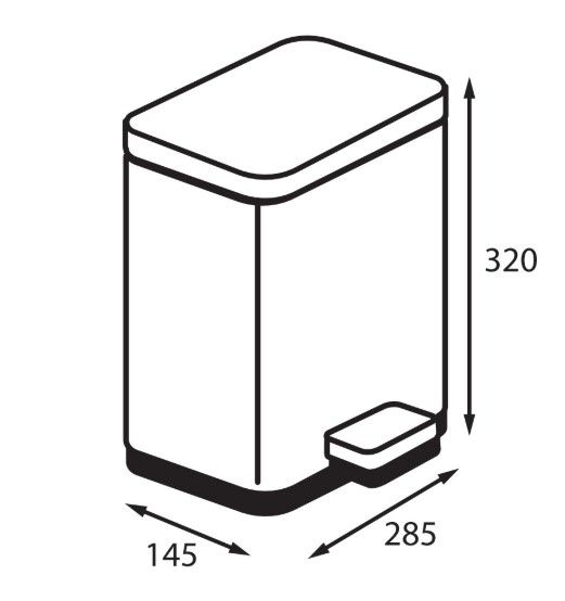 Відро для сміття Koer TC-010306-08 з плавним закриттям, прямокутне, 6 л, білий (KR5601) | Зображення 1