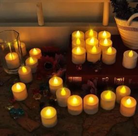 Набор электронных светодиодных свечей на батарейках, 24 шт