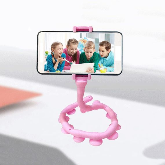 Гнучкий тримач для телефону з універсальними присосками Cute Worm Lazy Holder. Колір: рожевий | Зображення 8