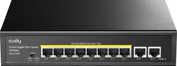 Комутатор Cudy GS1010PE, 8-Port Gigabit PoE+ Switch with 2 Gigabit Uplink Ports 120W