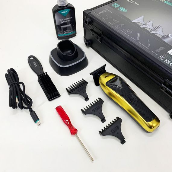 Тример VGR V-994, акумуляторний, мотор MAGLEV VECTOR 3.0, 3 насадки, зарядна станція, кейс | Зображення 1