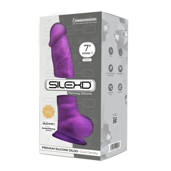 Фалоімітатор SilexD Johnny Purple (MODEL 1 size 7in), двошаровий, силікон+Silexpan, діаметр 3,8 см | Зображення 1