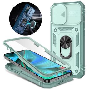 Чохол New Armor з кільцем-підставкою зі шторкою на Samsung Galaxy S22 зелений