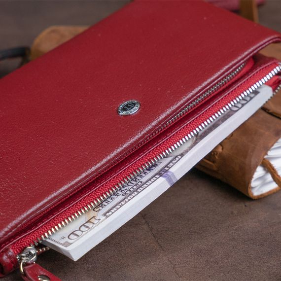 Кошелек-клатч из кожи с карманом для мобильного ST Leather 19311 Бордовый | Зображення 7