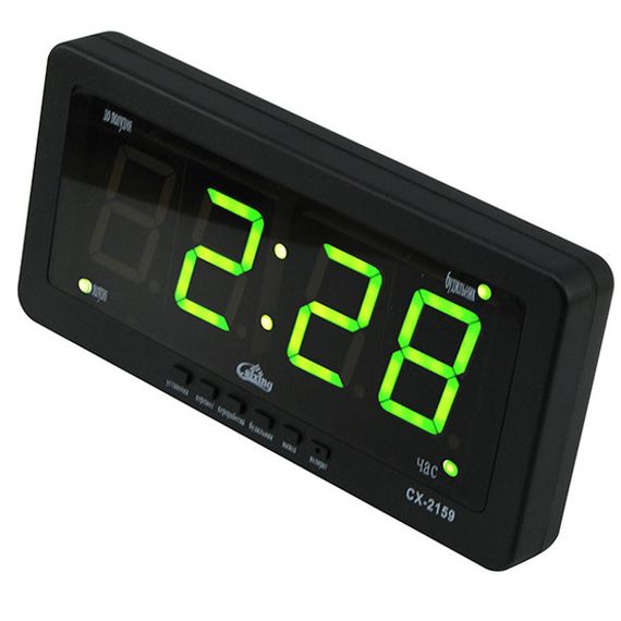 Настільний годинник led на батарейках Caixing CX 2159 12В 220В, Годинник WY-776 електронний настільний
