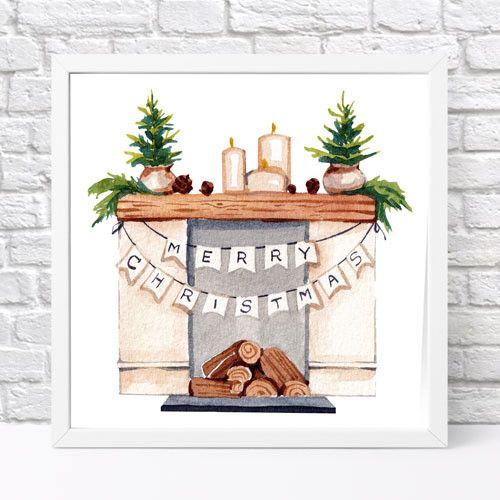 Постер в рамці Камин 30x30 см