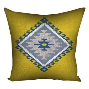 Подушка габардинова з принтом Сірий сюжет на жовтому фоні 40x40 (4P_FOL018)