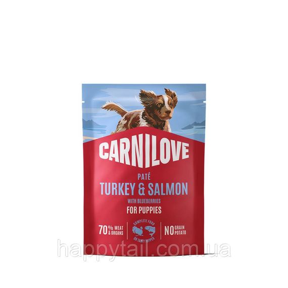 Влажный корм для щенков Carnilove Turkey & Salmon паштет с индейкой, лососем и черникой пауч 300 г