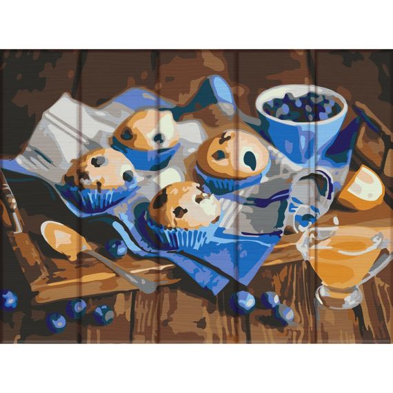 Картина за номерами по дереву "Солодощі з чорницею" ASW135 30х40 см