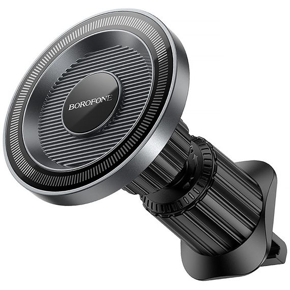 Автотримач Borofone BH122 Profit ring magnetic (air outlet) Black / Metal gray