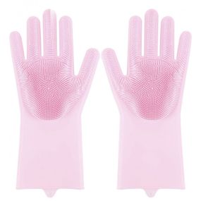 Силіконові рукавички Magic Silicone Gloves Pink для прибирання чистки миття посуду для будинку. Колір рожевий
