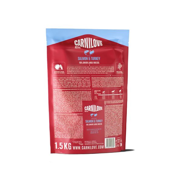 Сухий корм з індичкою та лососем для юніорів великих порід Carnilove Active Salmon & Turkey Junior Large Breed, 1.5 кг | Зображення 1