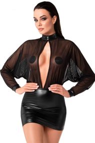 Платье Noir Handmade F348 Powerwetlook and tulle dress Черный 5XL