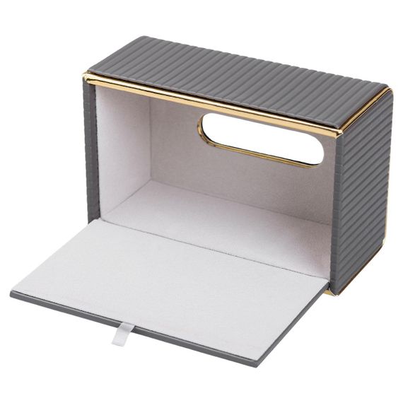 Серветниця з еко шкіри 21.5х13х9 см органайзер для кафе і ресторанів Сірий HP-3-203G | Зображення 2